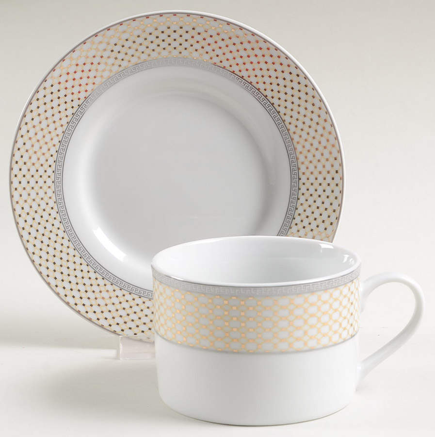 Buckingham (Gold Circles) Flat Cup & Saucer Set by American Atelier-1