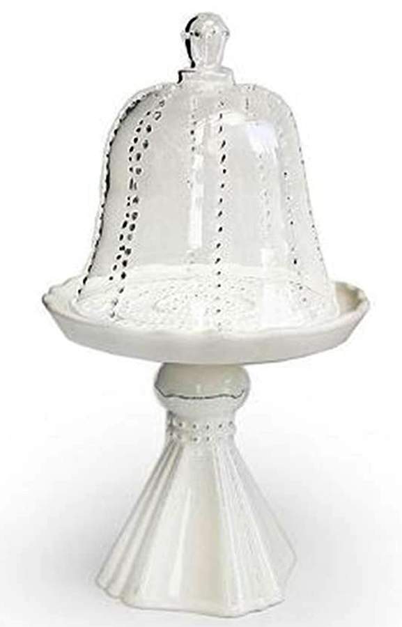 Gabrielle Scallop White 6" Diameter Cupcake Stand & Glass Dome by American Atelier-1