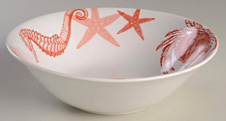 Coastal Life Coral 10" Round Serving Bowl by 222 Fifth (PTS)-1