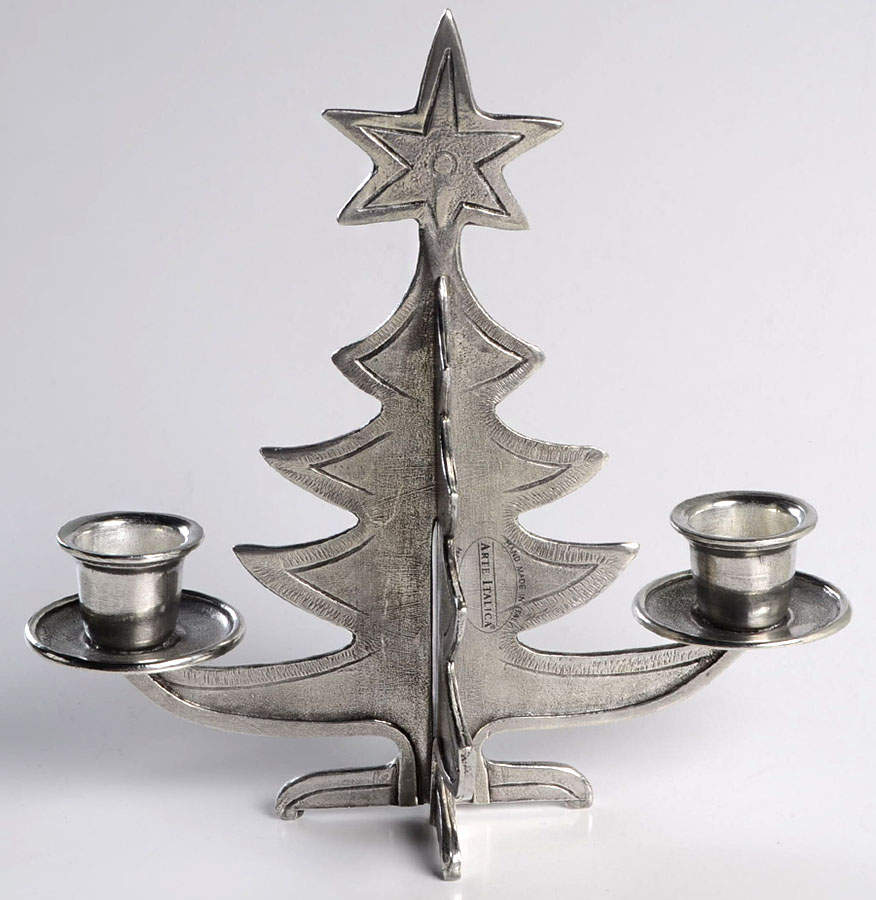 Natale Pewter Tree Shaped 2 Light Candelabra by Arte Italica-1