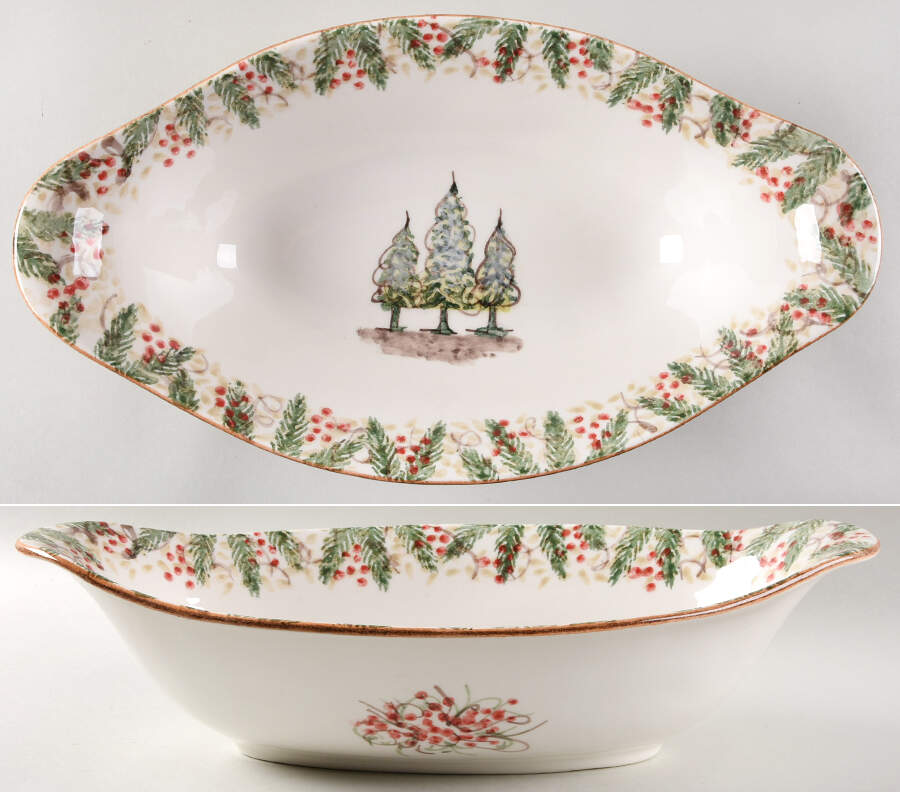 Natale 15" Oval Handled Bowl by Arte Italica-1
