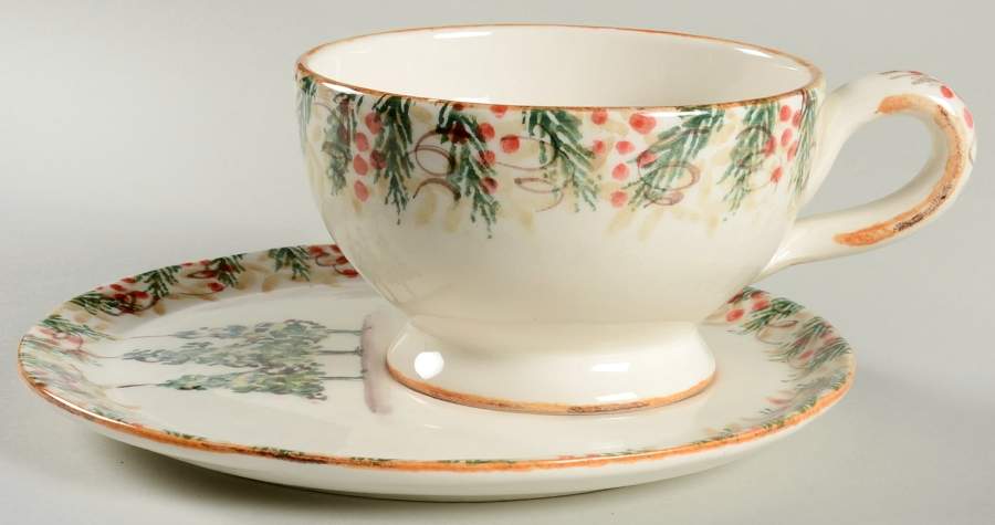 Natale Jumbo Cup & Saucer Set by Arte Italica-1