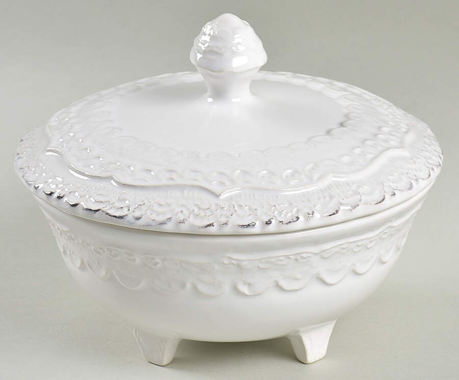Finezza Cream 5" Round Dish & Lid by Arte Italica-1