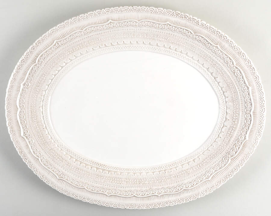 Finezza Cream 18" Oval Serving Platter by Arte Italica-1