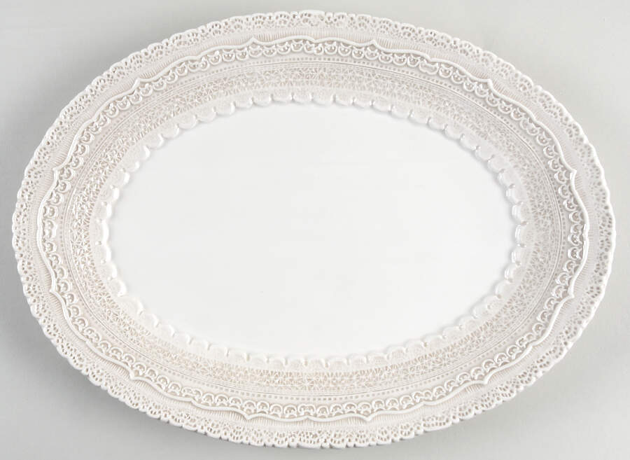 Finezza Cream 13" Oval Serving Platter by Arte Italica-1