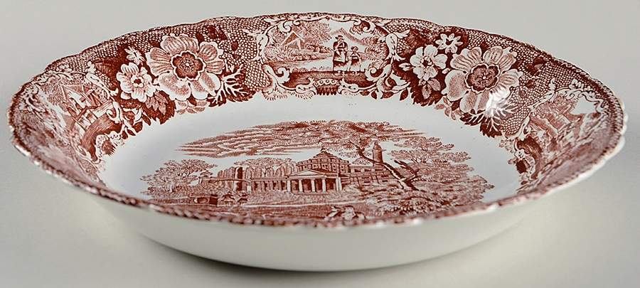 Venetian Scenery Brown Coupe Soup Bowl by Adams China-1