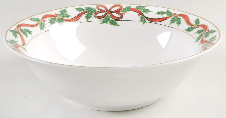 Holiday Ribbon 9" Round Vegetable Bowl by American Atelier-1