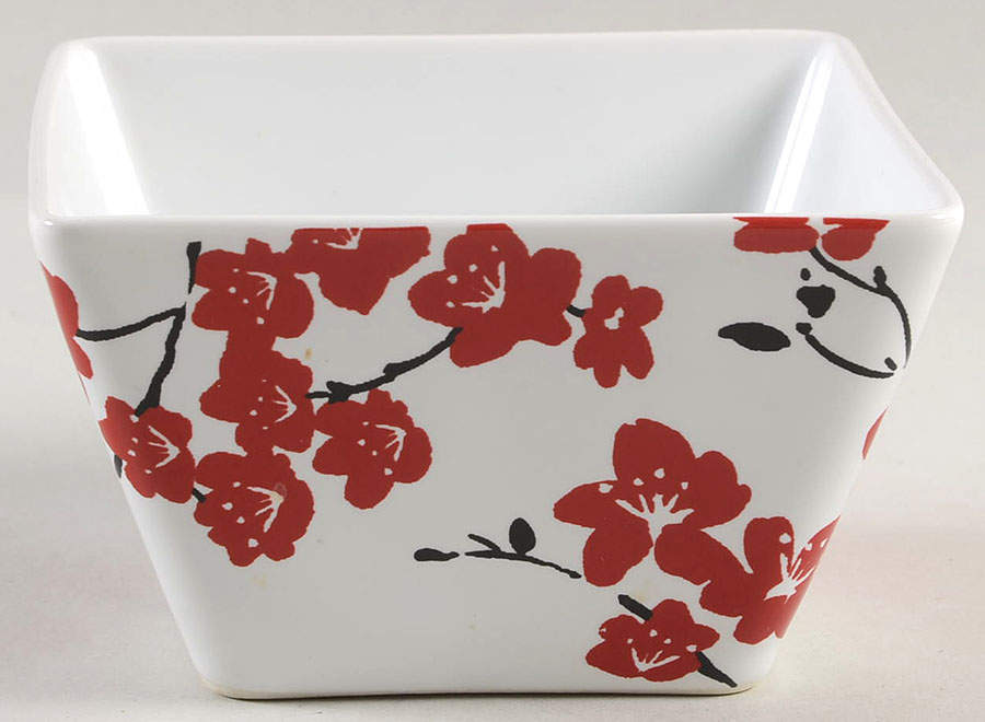 Mia Blossoms Red (Hard Square) Individual Appetizer Bowl by 222 Fifth (PTS)-1
