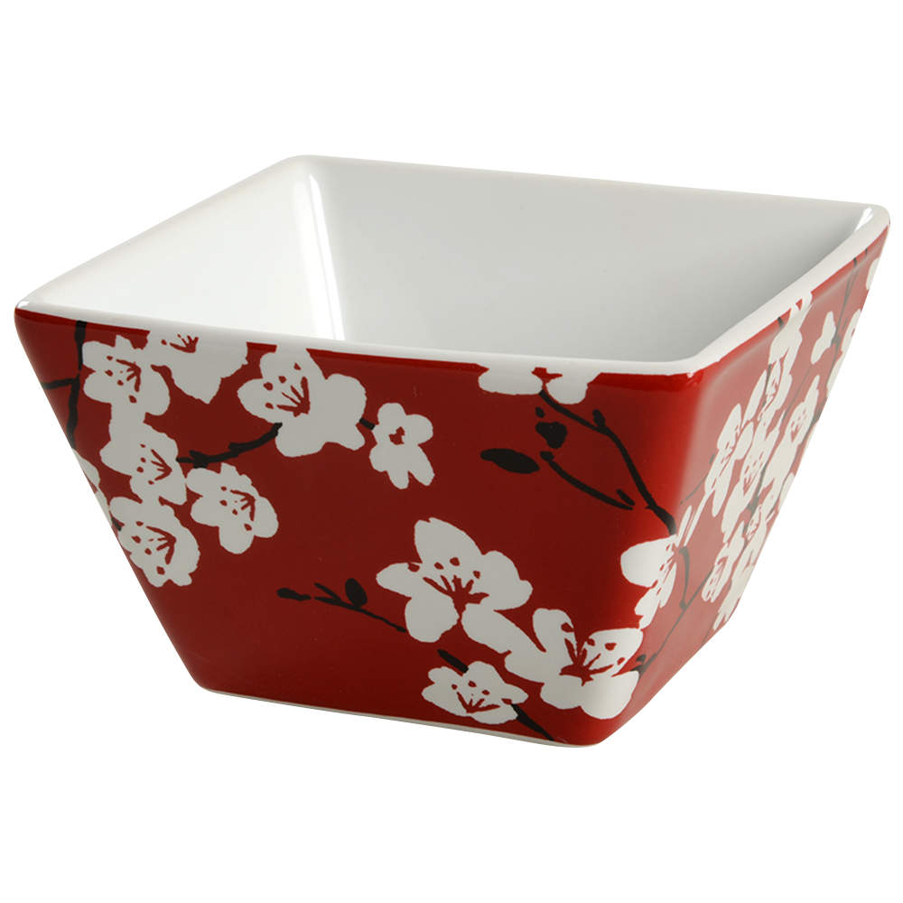 Mia Blossoms Red (Hard Square) Individual Appetizer Bowl by 222 Fifth (PTS)-1