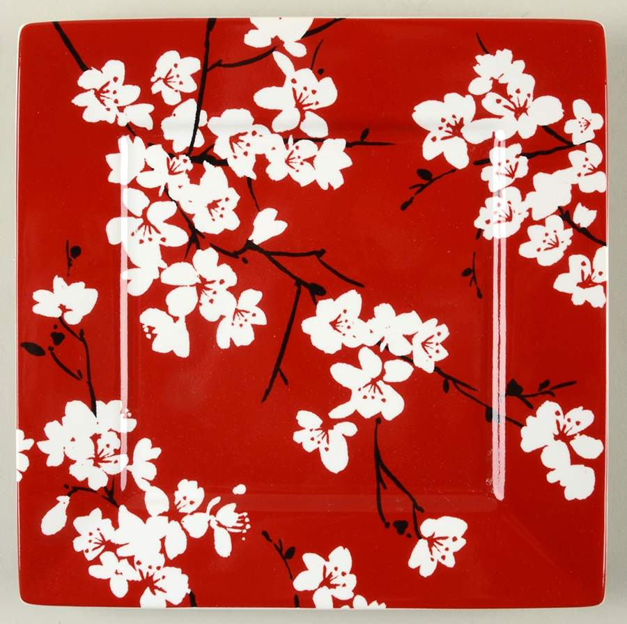 Mia Blossoms Red (Hard Square) Salad Plate by 222 Fifth (PTS)-1