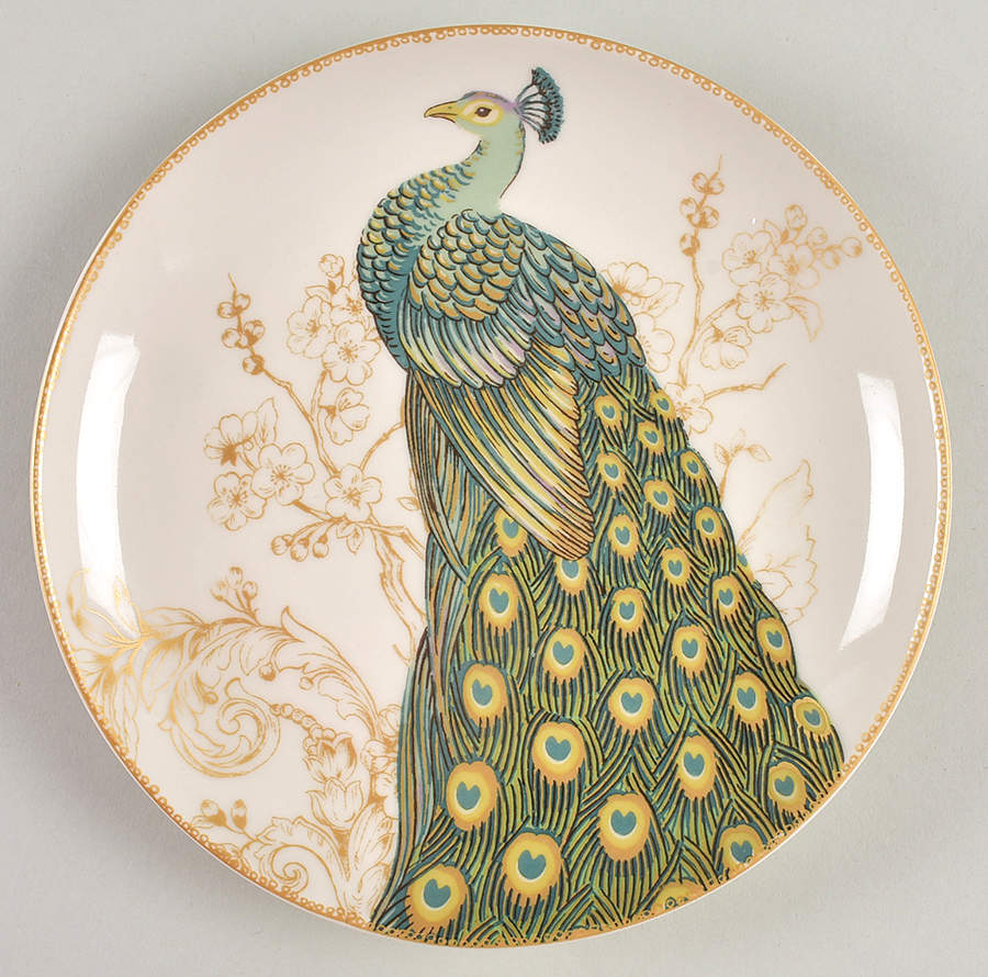 Serene Peacock Salad Plate by 222 Fifth (PTS)-1