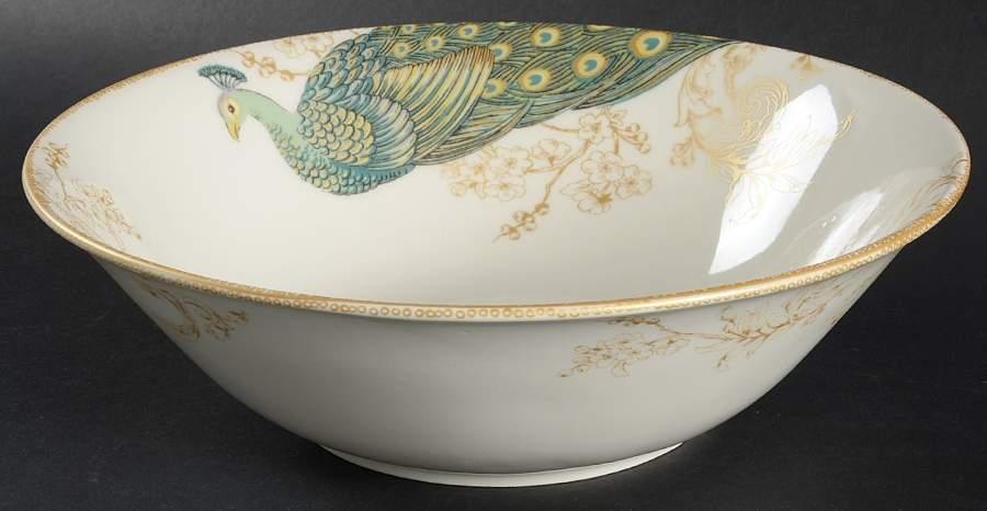 Serene Peacock 10" Round Serving Bowl by 222 Fifth (PTS)-1