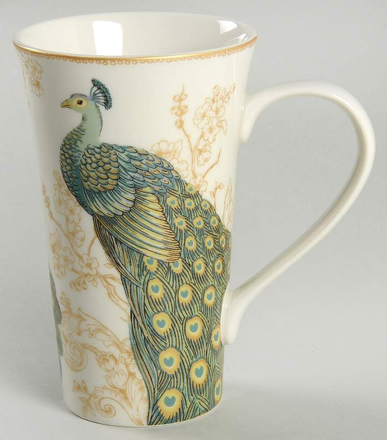 Serene Peacock Latte Mug by 222 Fifth (PTS)-1
