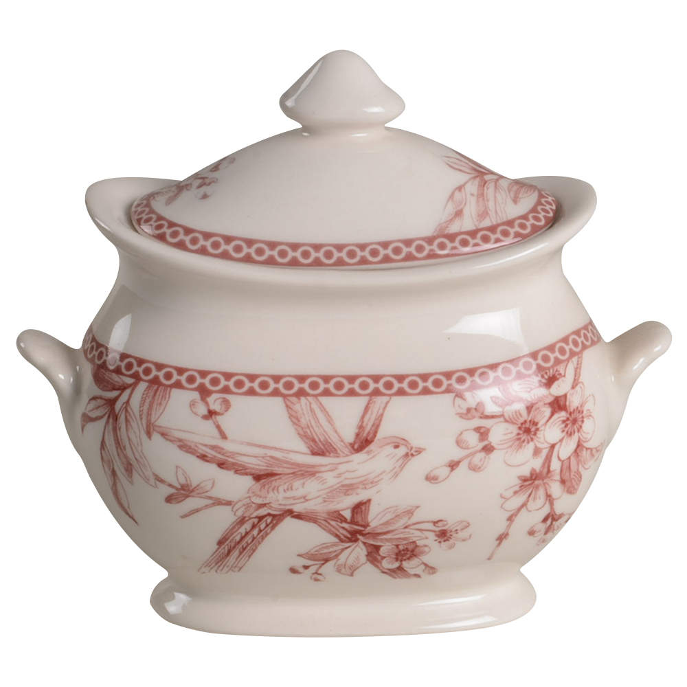Adelaide Maroon Sugar Bowl & Lid by 222 Fifth (PTS)-1
