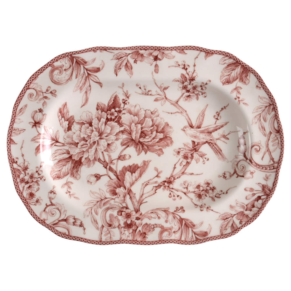 Adelaide Maroon 14" Oval Serving Platter by 222 Fifth (PTS)-1