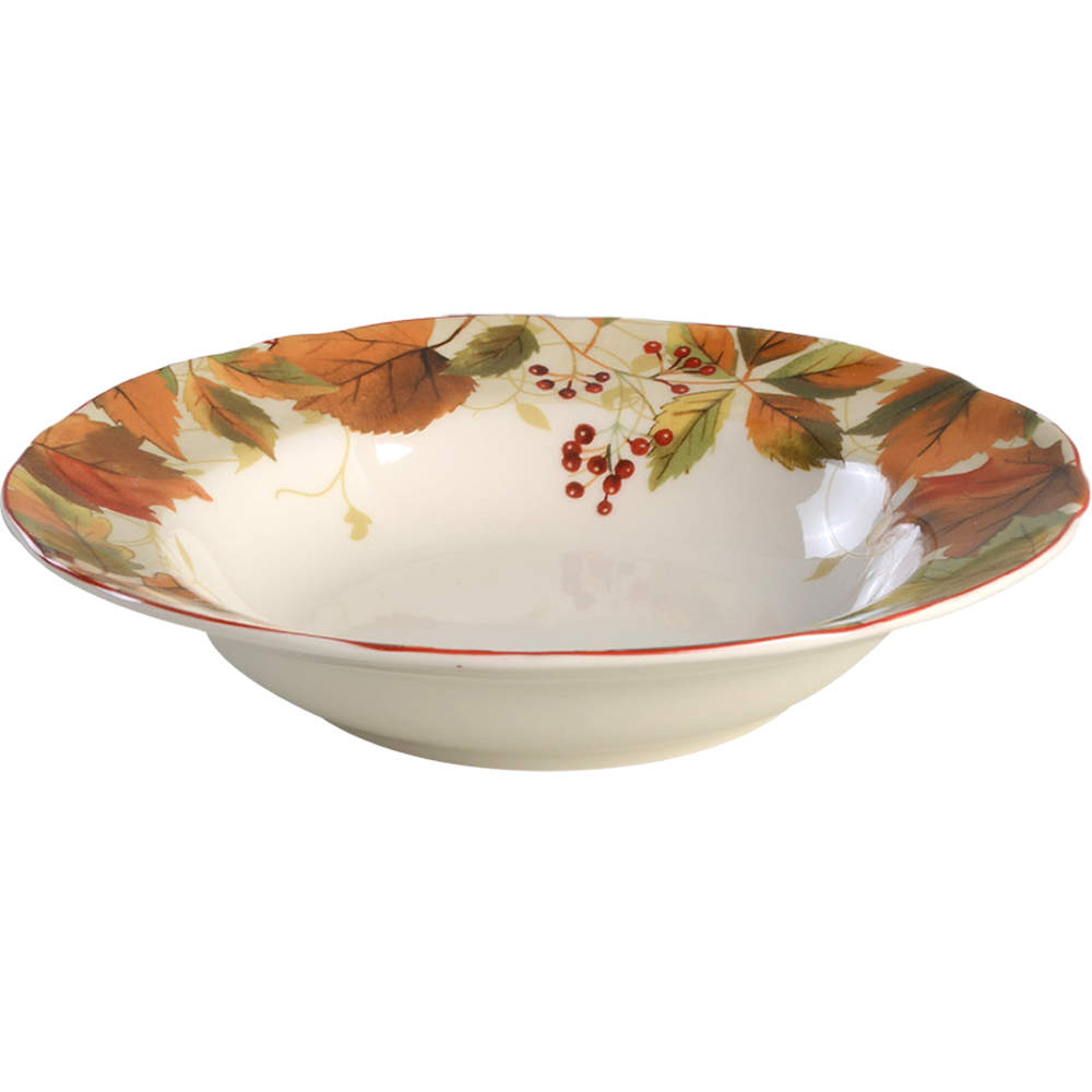 Harvest Festival Cream Large Rim Soup Bowl by 222 Fifth (PTS)-1