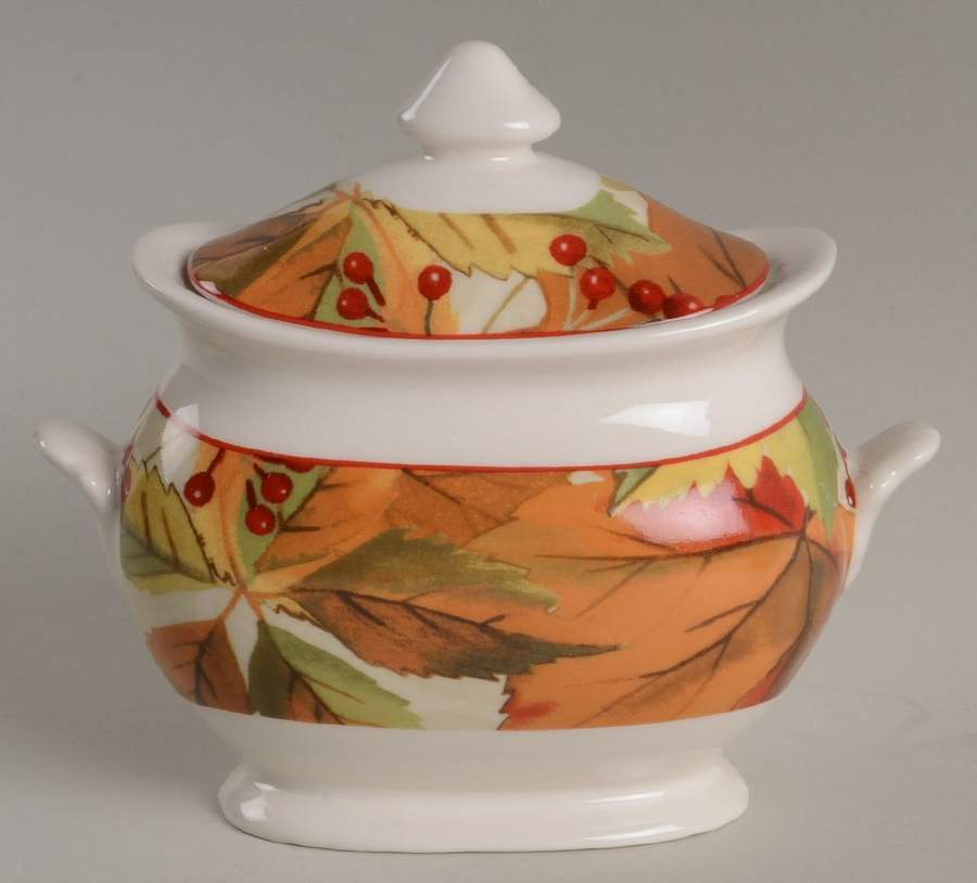 Harvest Festival Cream Sugar Bowl & Lid by 222 Fifth (PTS)-1