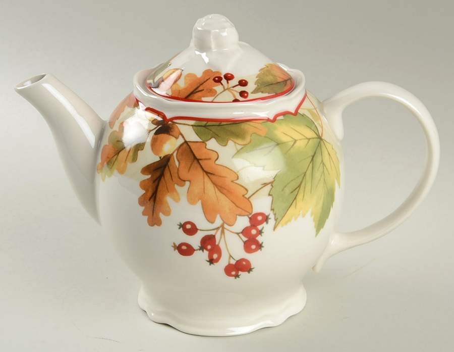 Harvest Festival Cream Teapot & Lid by 222 Fifth (PTS)-1