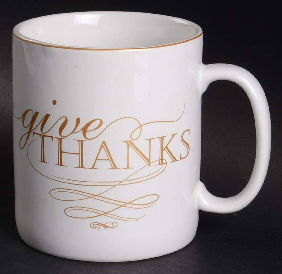 Thanksgiving Give Thanks (Gold) Jumbo Mug by 222 Fifth (PTS)-1