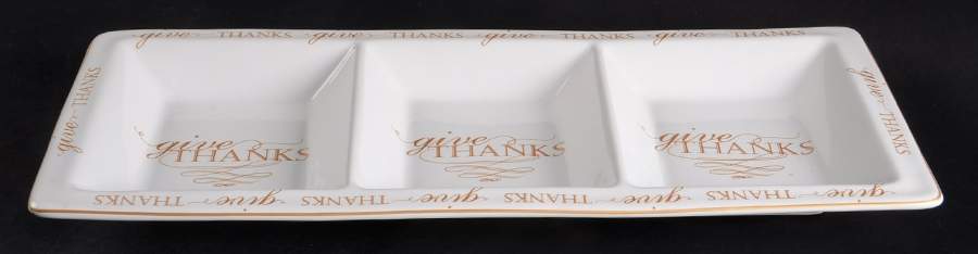 Thanksgiving Give Thanks (Gold) 3 Part Rectangular Divided Server by 222 Fifth (PTS)-1