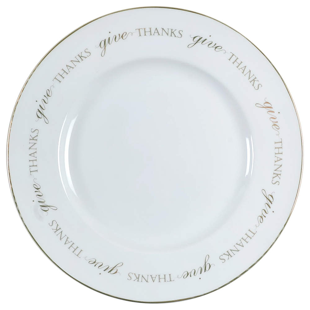 Thanksgiving Give Thanks (Gold) Dinner Plate by 222 Fifth (PTS)-1