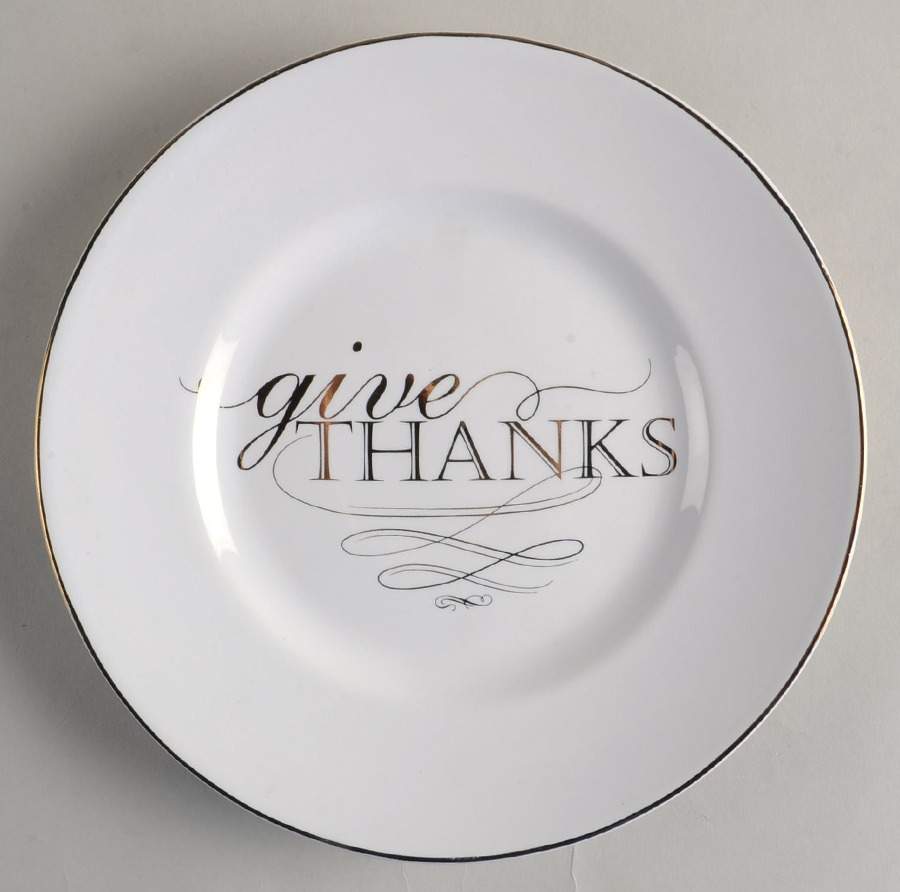 Thanksgiving Give Thanks (Gold) Salad Plate by 222 Fifth (PTS)-1