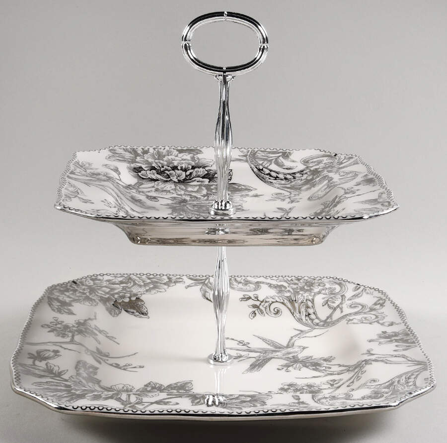 Adelaide Electroplate 6 5/8"-10"  2 Tiered Serving Tray (Dp, Sp) HC by 222 Fifth (PTS)-1