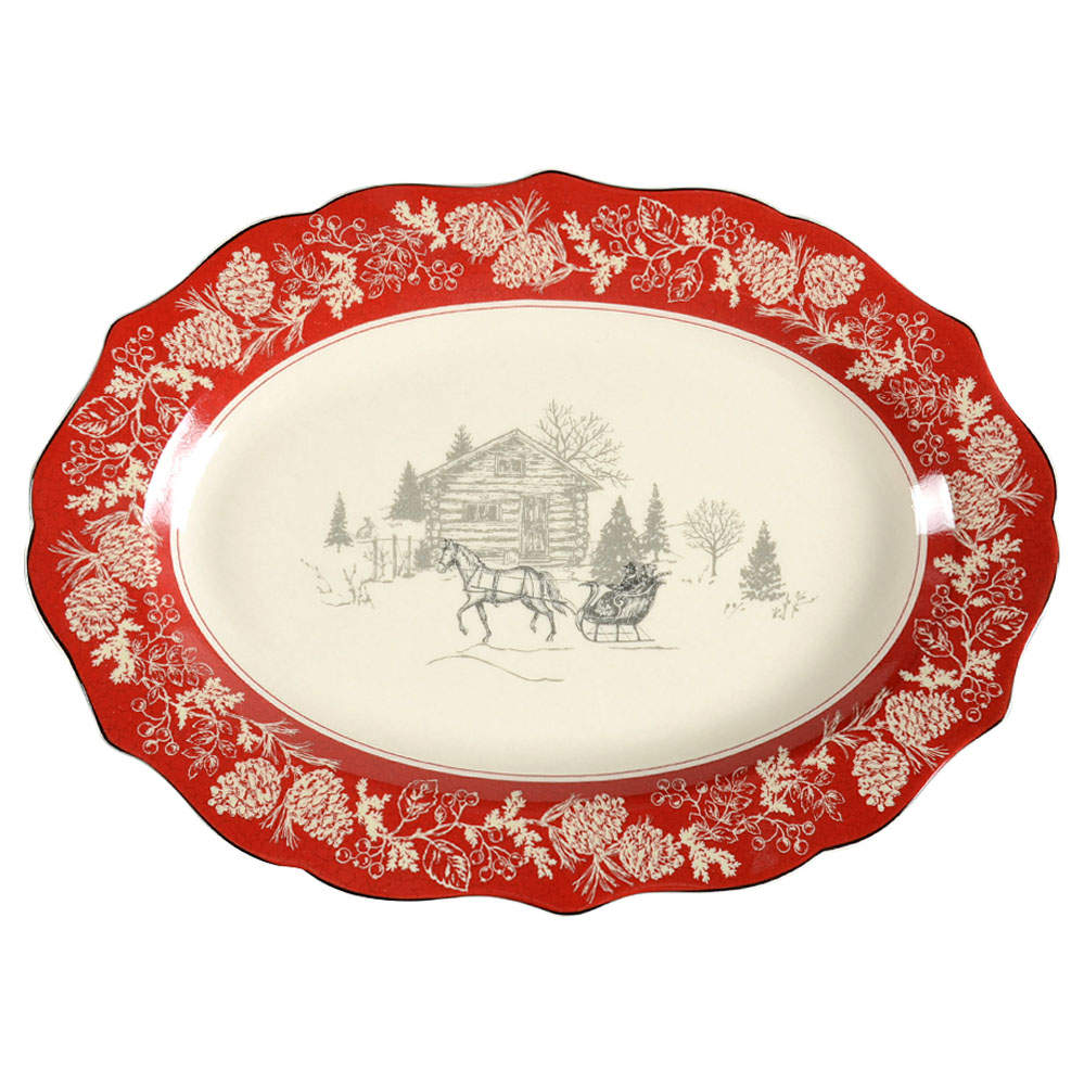Andover 14" Oval Serving Platter by 222 Fifth (PTS)-1