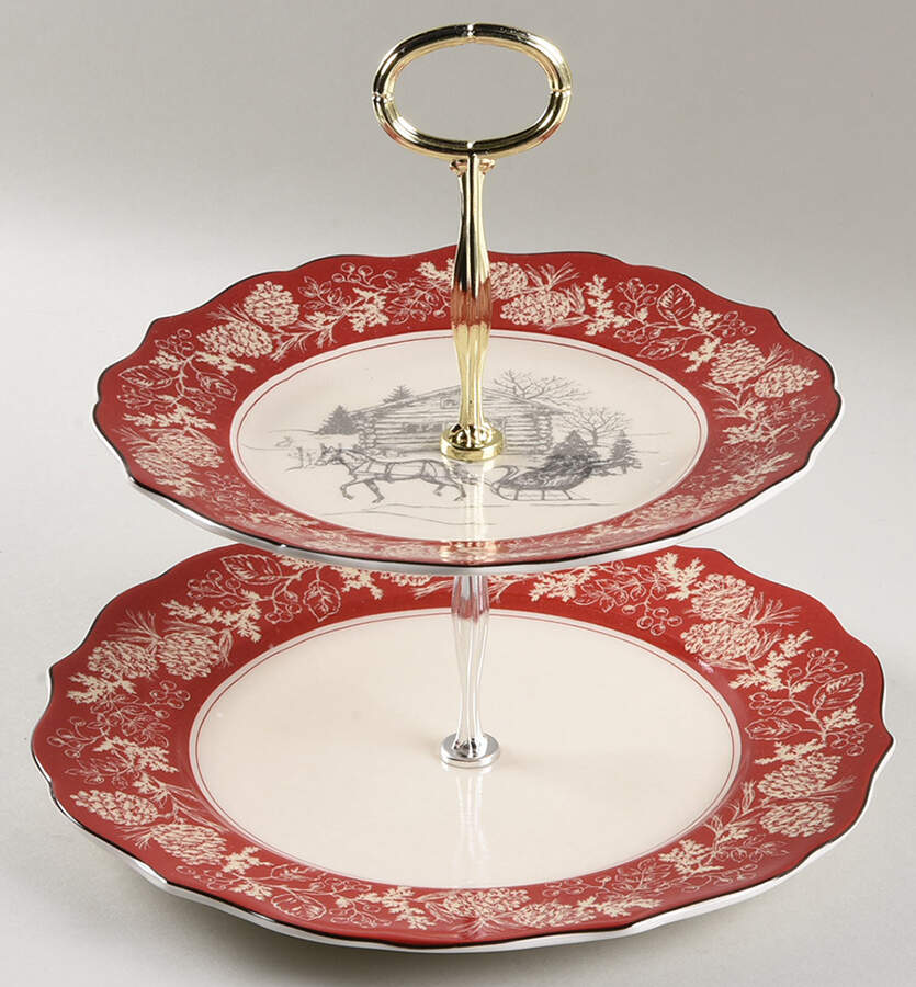 Andover 6 5/8"-10"  2 Tiered Serving Tray (Dp, Sp) HC by 222 Fifth (PTS)-1