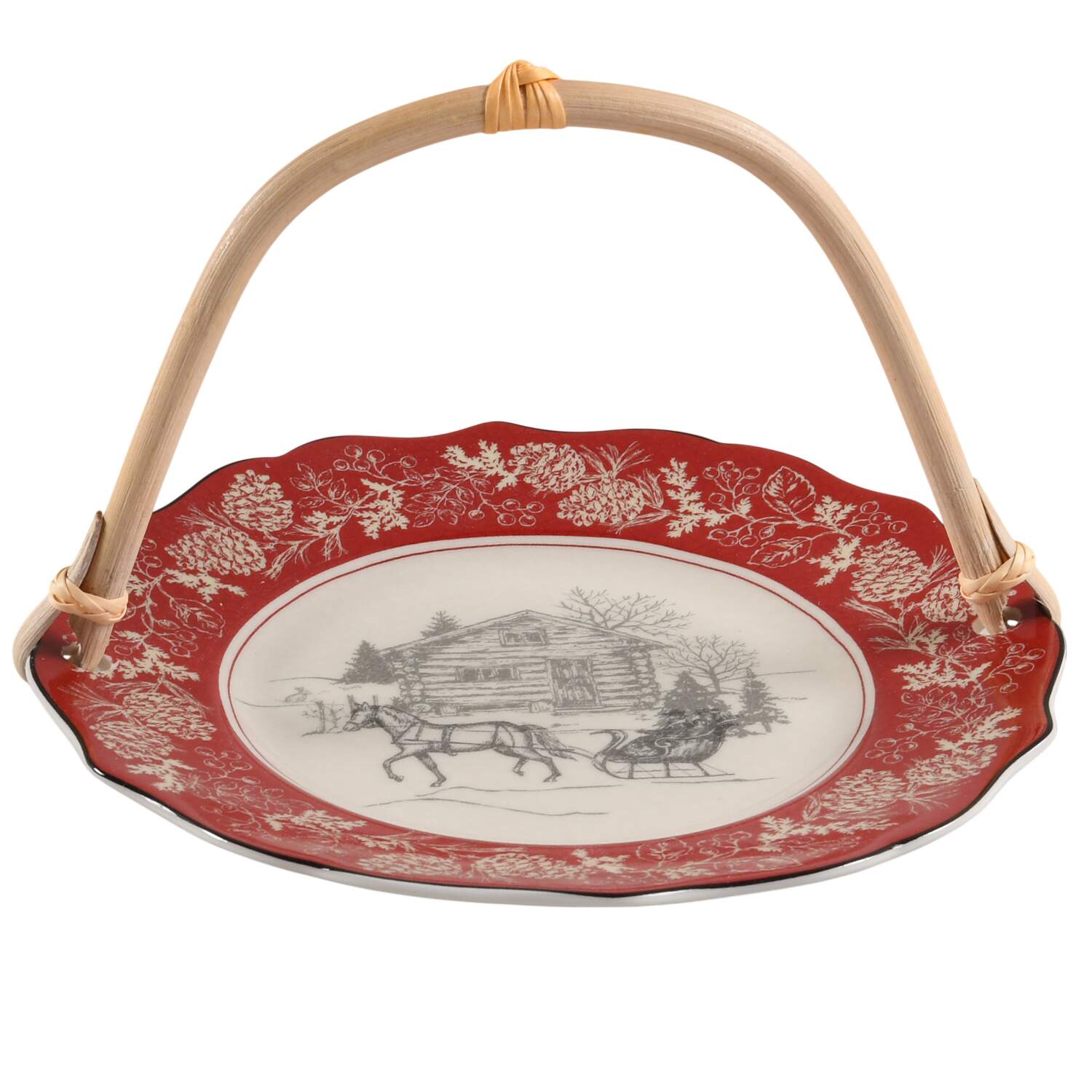 Andover 5 3/8"-5 5/8" Bamboo Handled Serving Plate  HC by 222 Fifth (PTS)-1