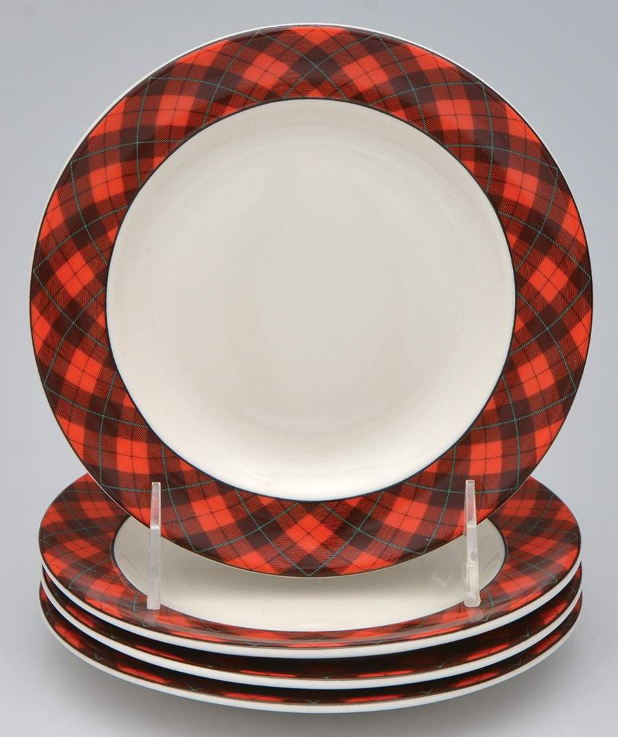Christmas Plaid Appetizer Plate - Set of 4 by 222 Fifth (PTS)-1