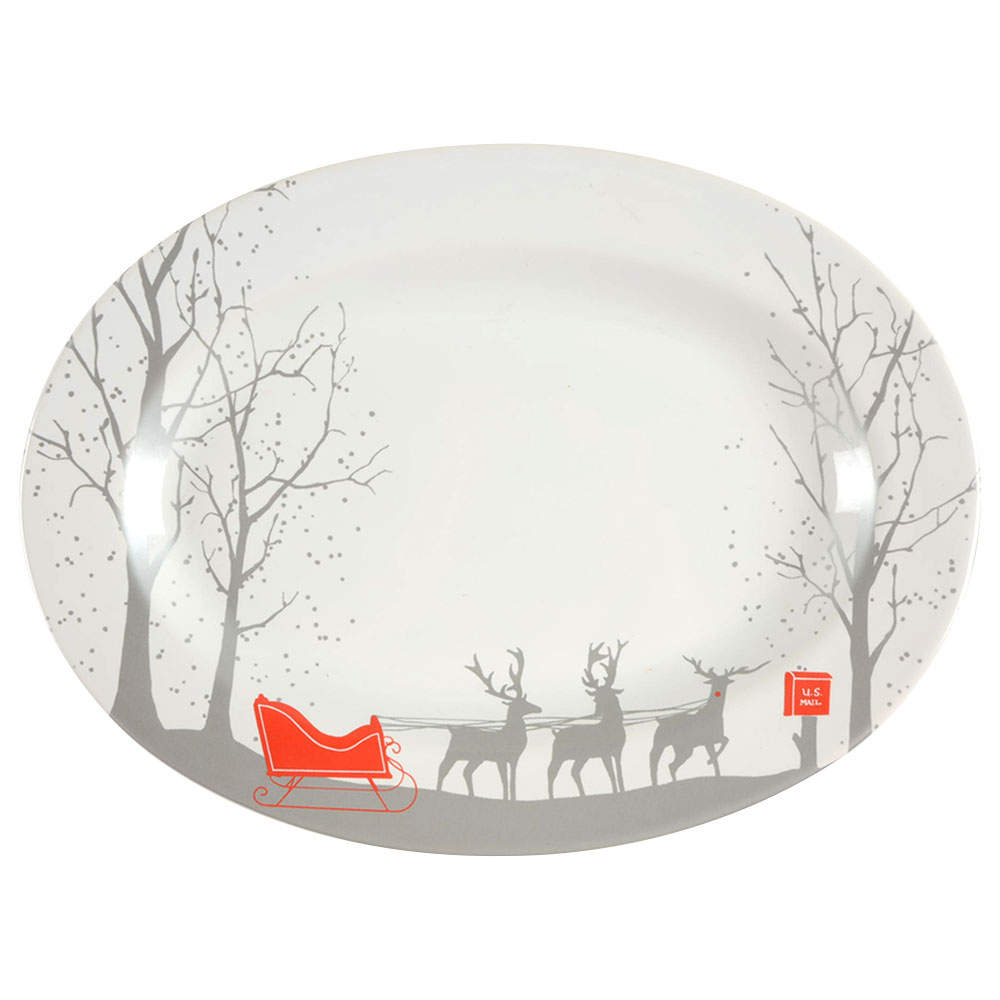 Red Sleigh 14" Oval Serving Platter by 222 Fifth (PTS)-1
