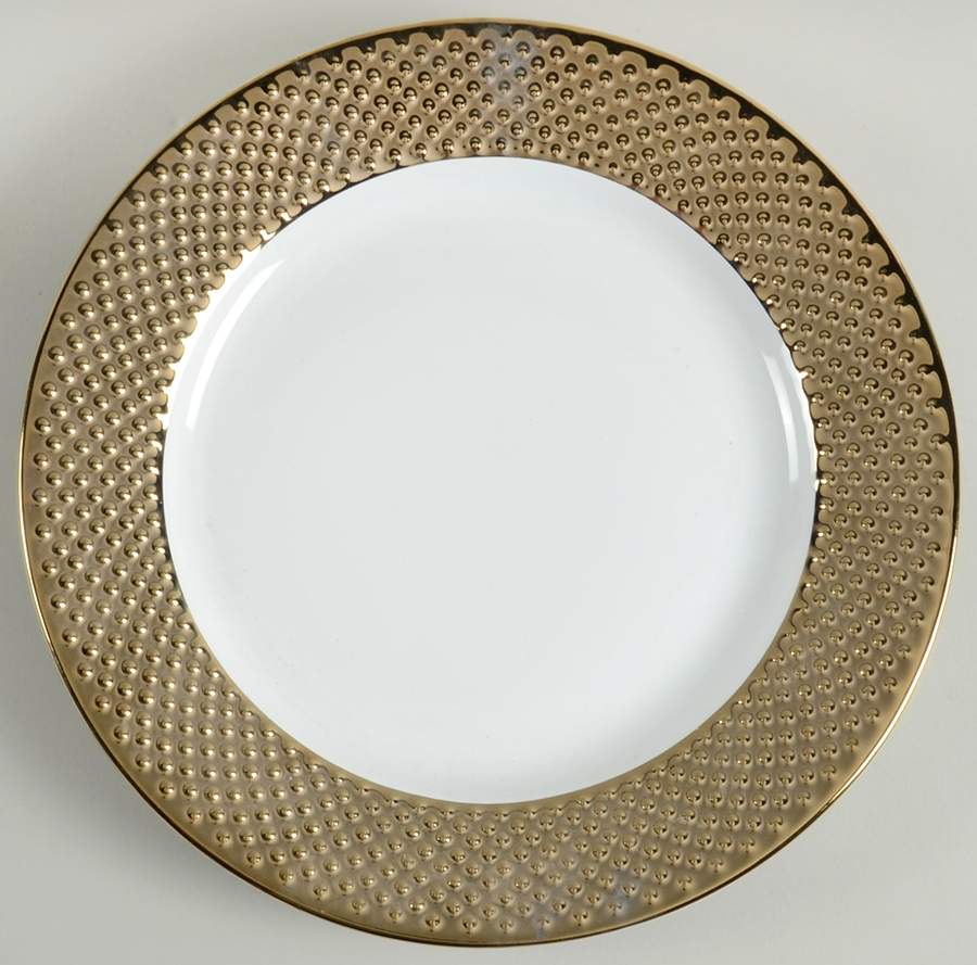 Beaded Gold Dinner Plate by 222 Fifth (PTS)-1