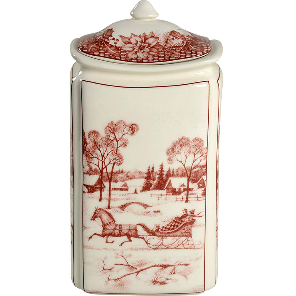 Poinsettia Toile Large Canister & Lid by 222 Fifth (PTS)-1