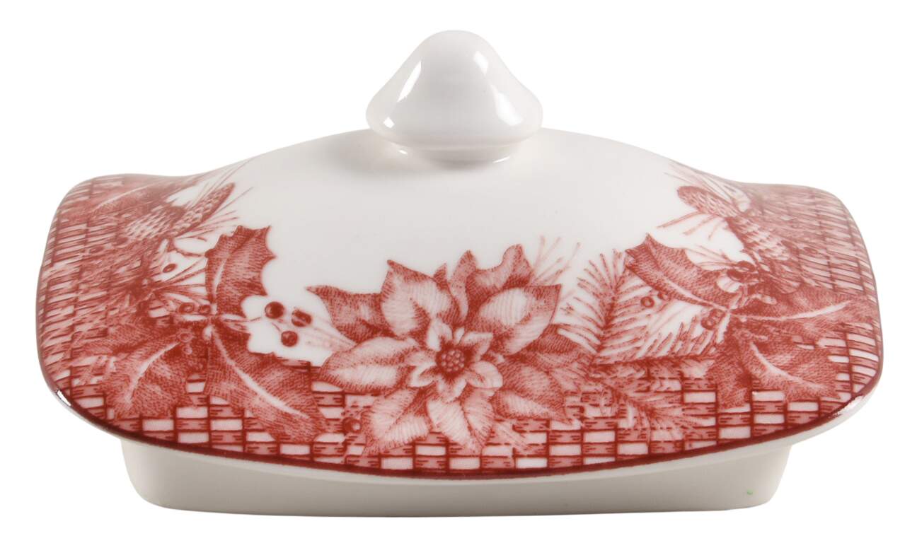 Poinsettia Toile Lid for Large Canister by 222 Fifth (PTS)-1