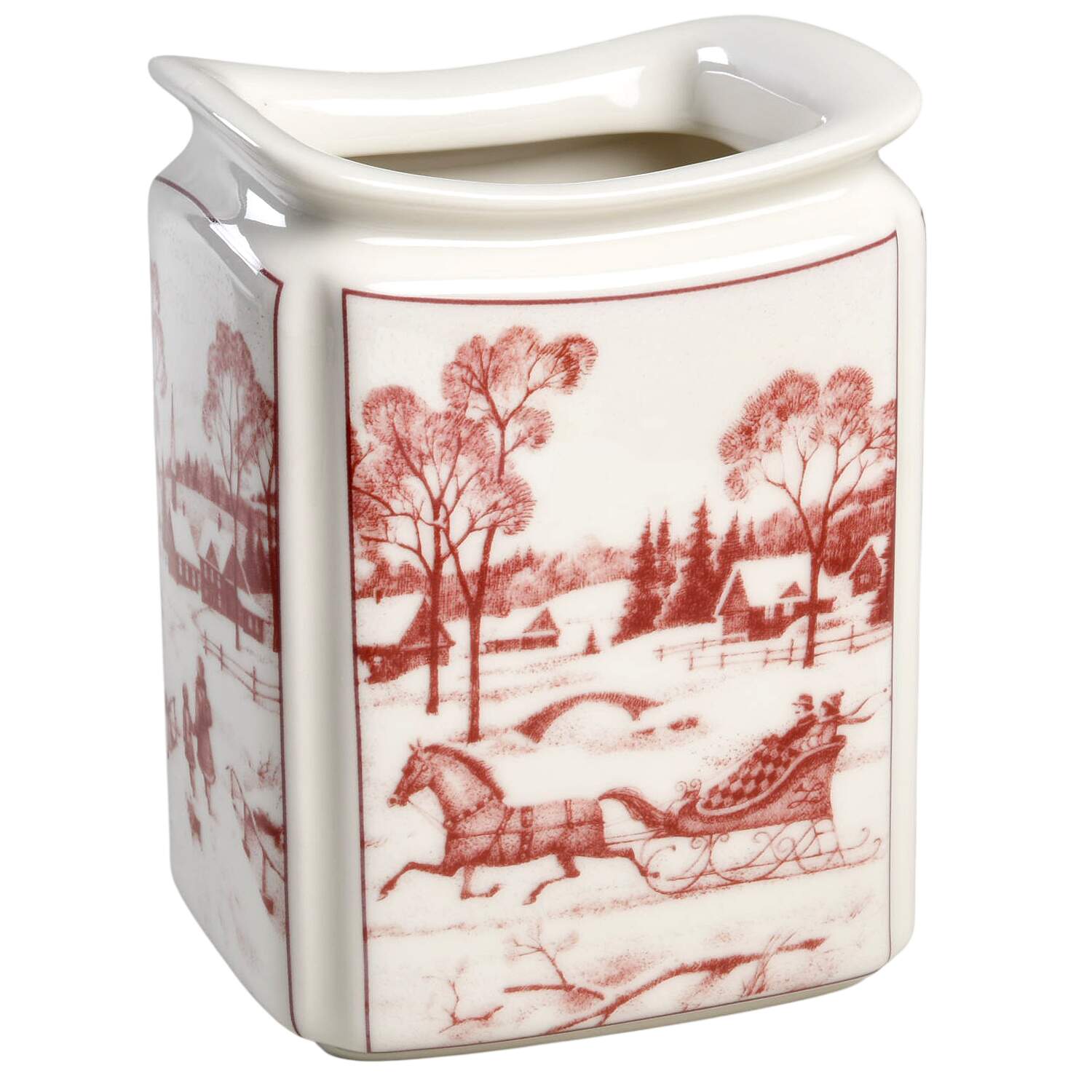 Poinsettia Toile Medium Canister No Lid by 222 Fifth (PTS)-1
