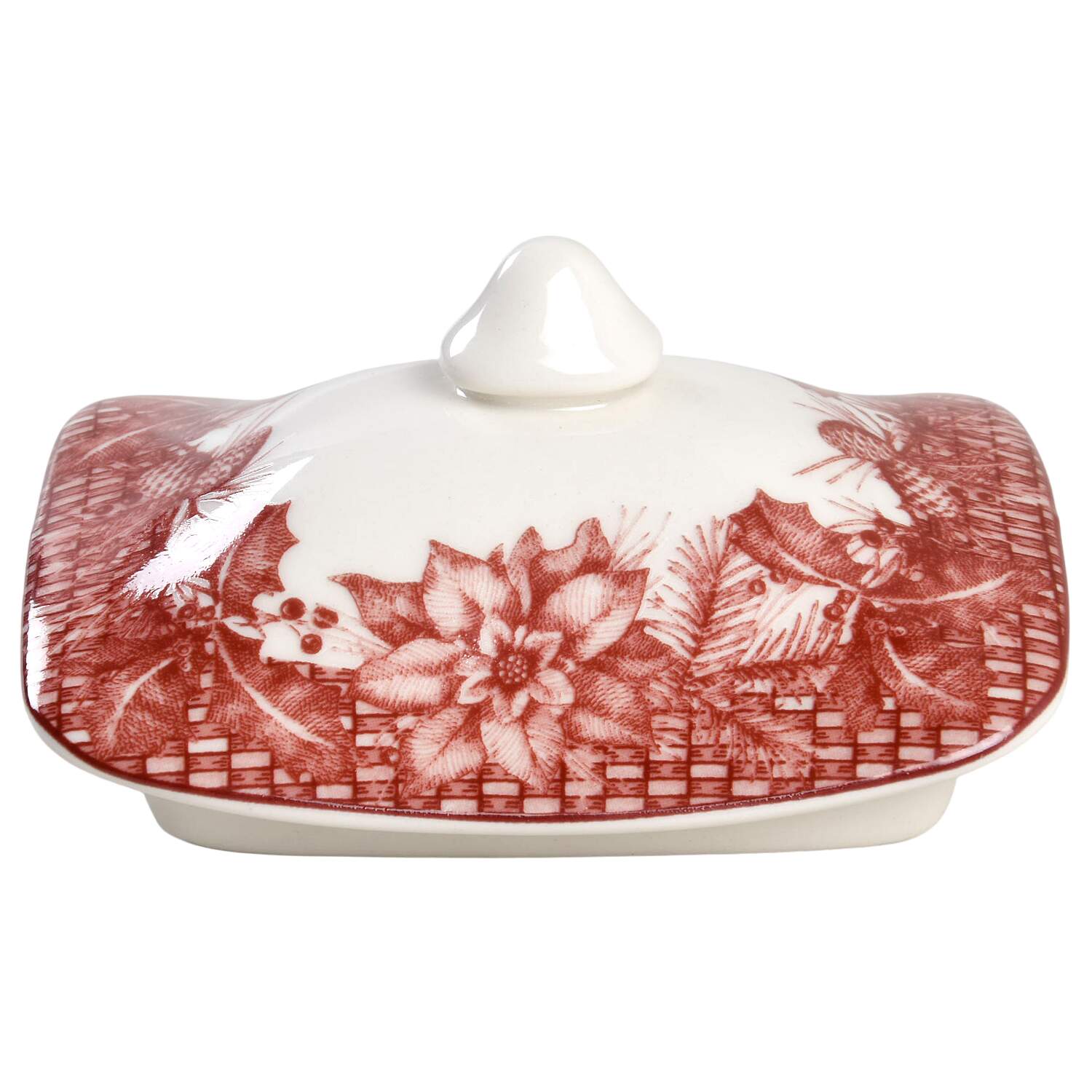 Poinsettia Toile Lid for Medium Canister by 222 Fifth (PTS)-1