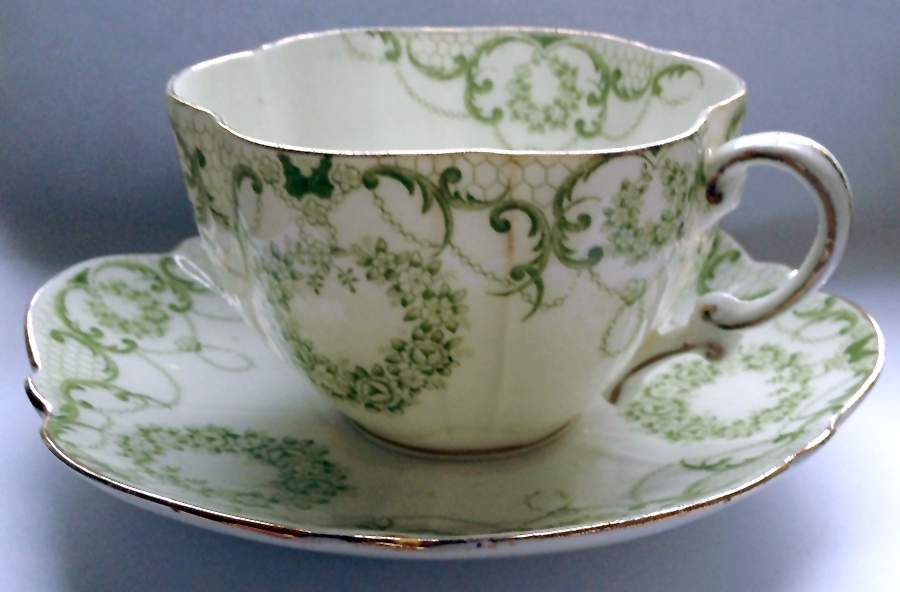 Jewel Footed Cup & Saucer Set by Anchor Porcelain Co.-1