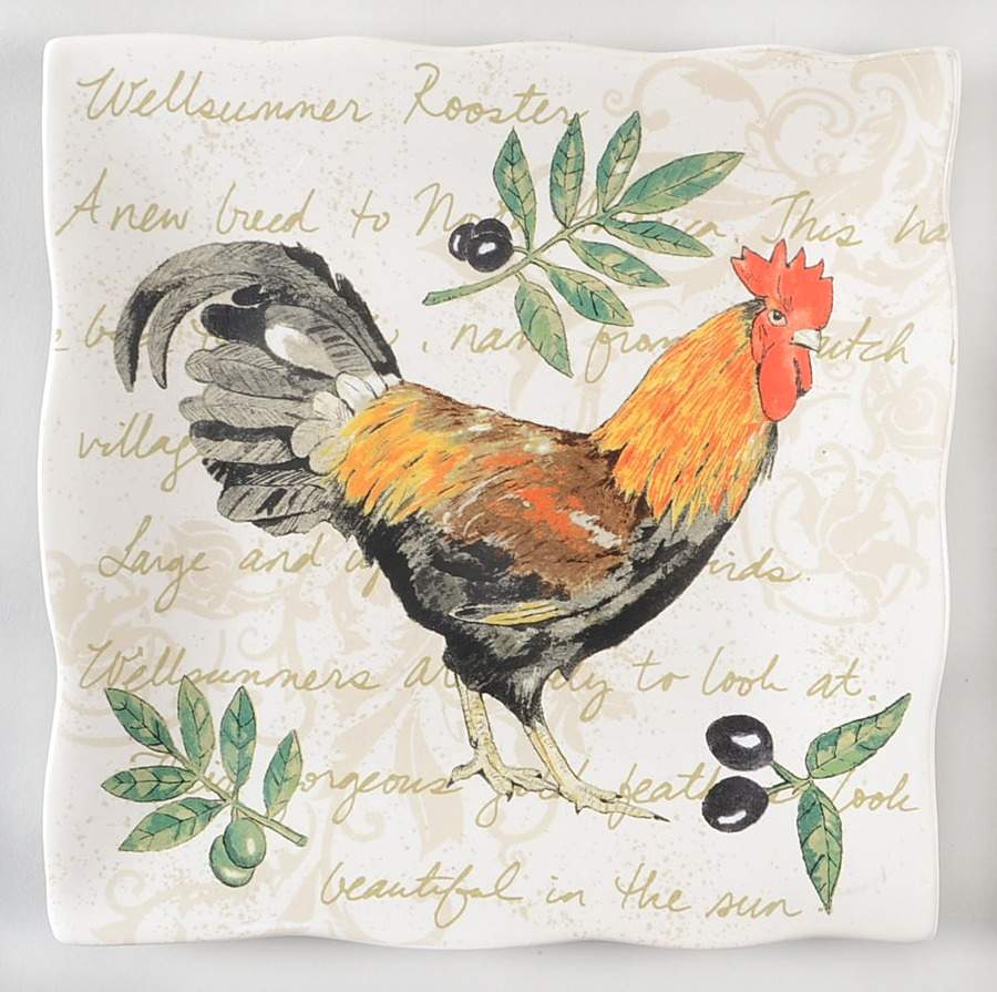 Rooster Journal Salad Plate by 222 Fifth (PTS)-1