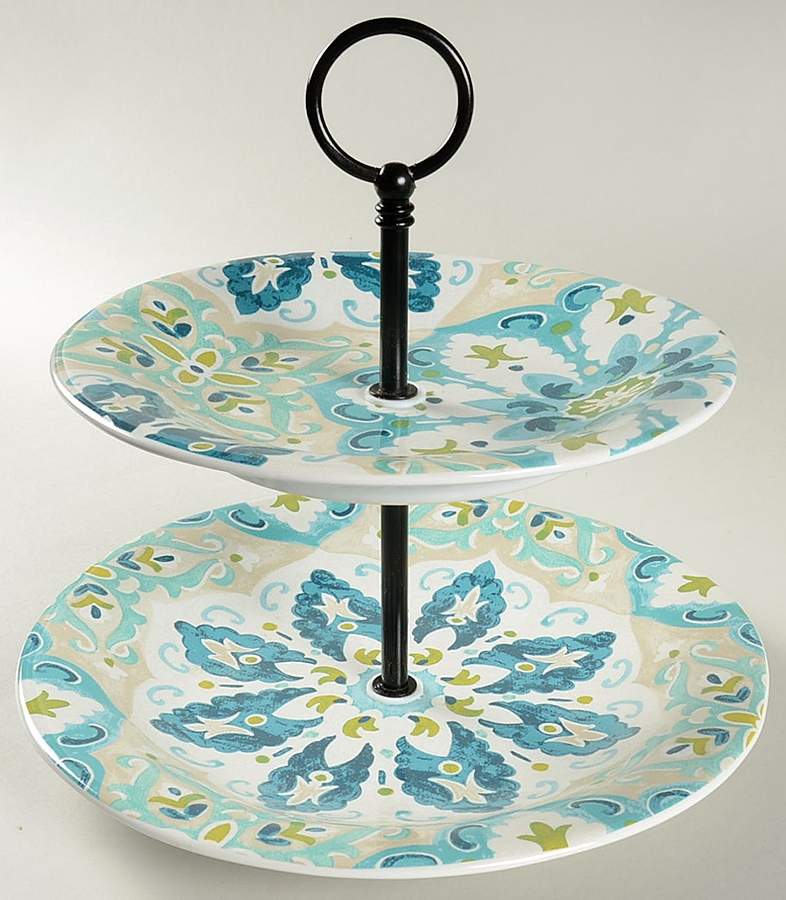Hagan 2 Tiered Serving Tray (Dinner & Salad Plate) by 222 Fifth (PTS)-1