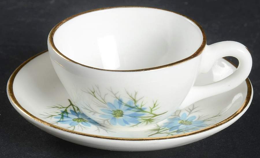 Floral Blue Flat Toy Cup and Saucer Set by Adderley-1