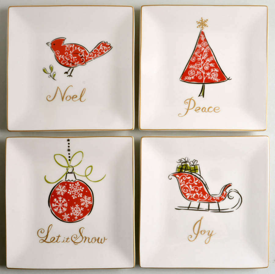 Natala Square Salad Dessert Plate - Set of 4 Motifs by 222 Fifth (PTS)-1