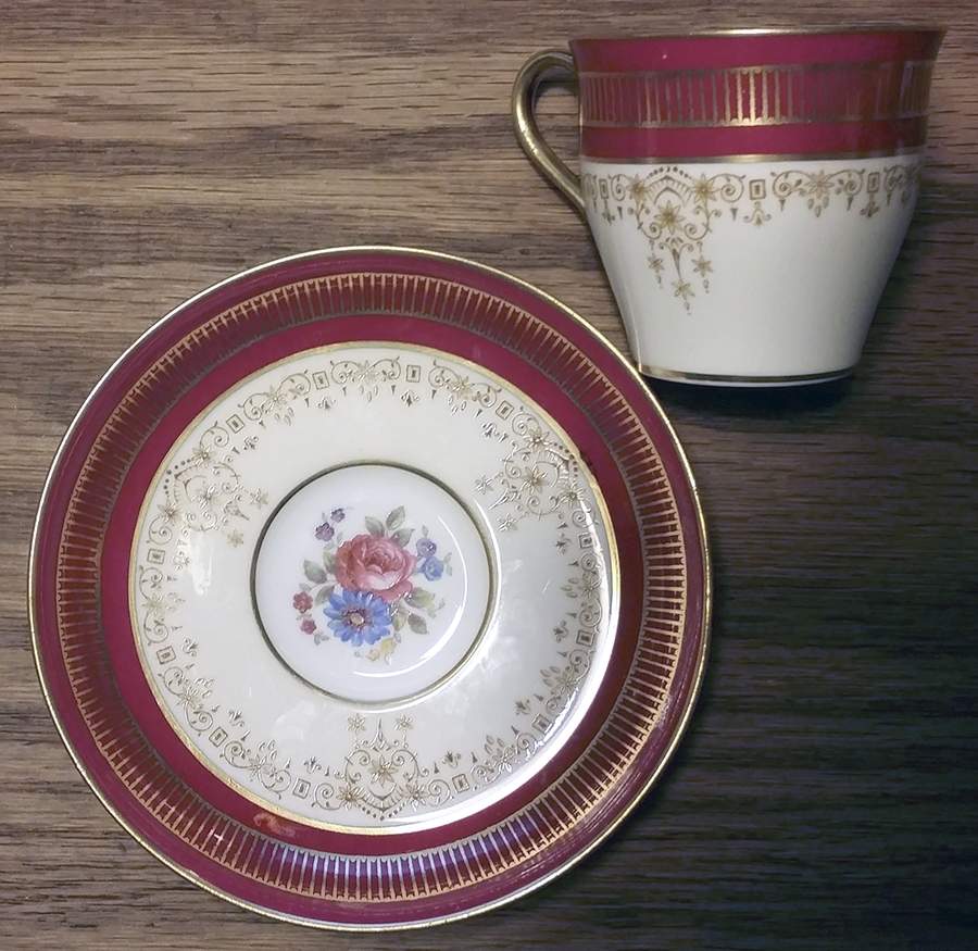 7394 Red Flat Demitasse Cup & Saucer Set by John  Aynsley & Sons-1
