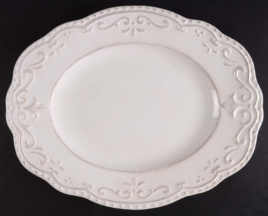 Scallop White 14" Oval Serving Platter by American Atelier-1