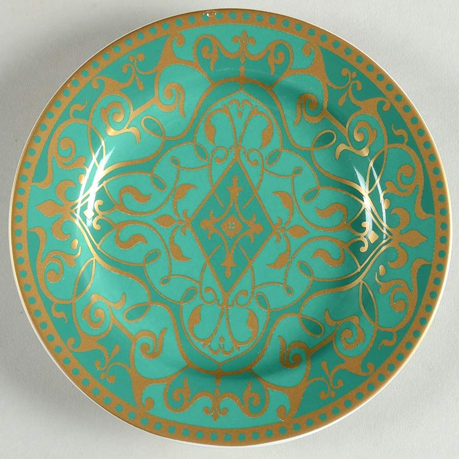 Ornamental Scroll Green Bread & Butter Plate by 222 Fifth (PTS)-1