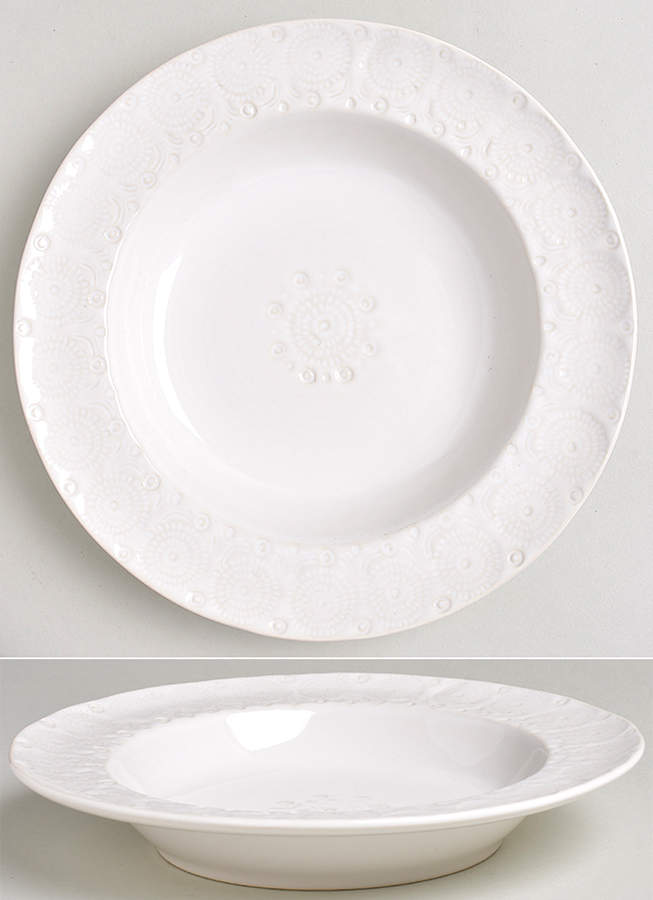 Old Havana White Rim Soup Bowl by Anthropologie-1
