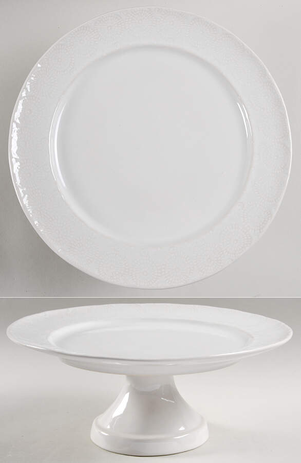Old Havana White Footed Cake Plate by Anthropologie-1