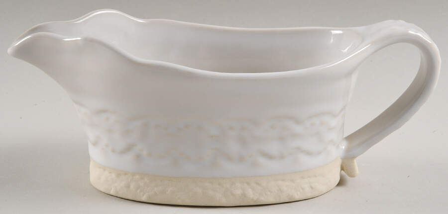 Old Havana White Gravy Boat by Anthropologie-1