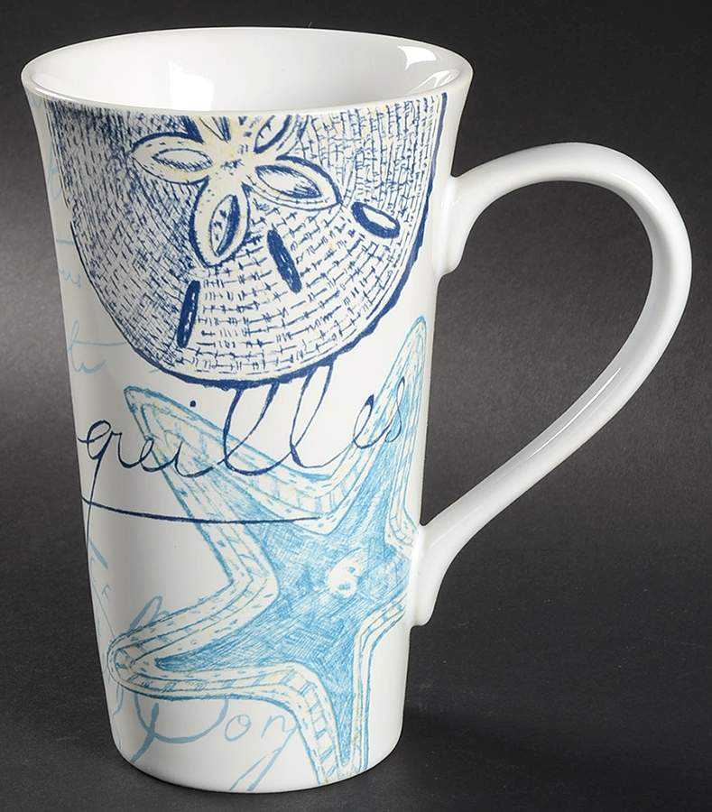 Oceana Blue (Shells) Latte Mug by 222 Fifth (PTS)-1