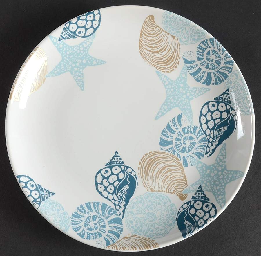 Batik Shells Blue Salad Plate by 222 Fifth (PTS)-1